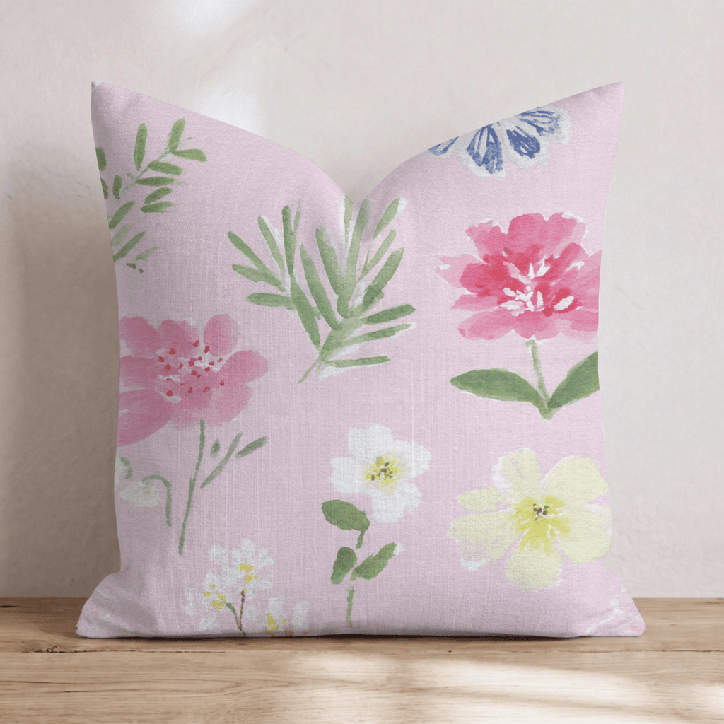 Cherry Ditsy Pink Throw Pillow - Hillcroft Home
