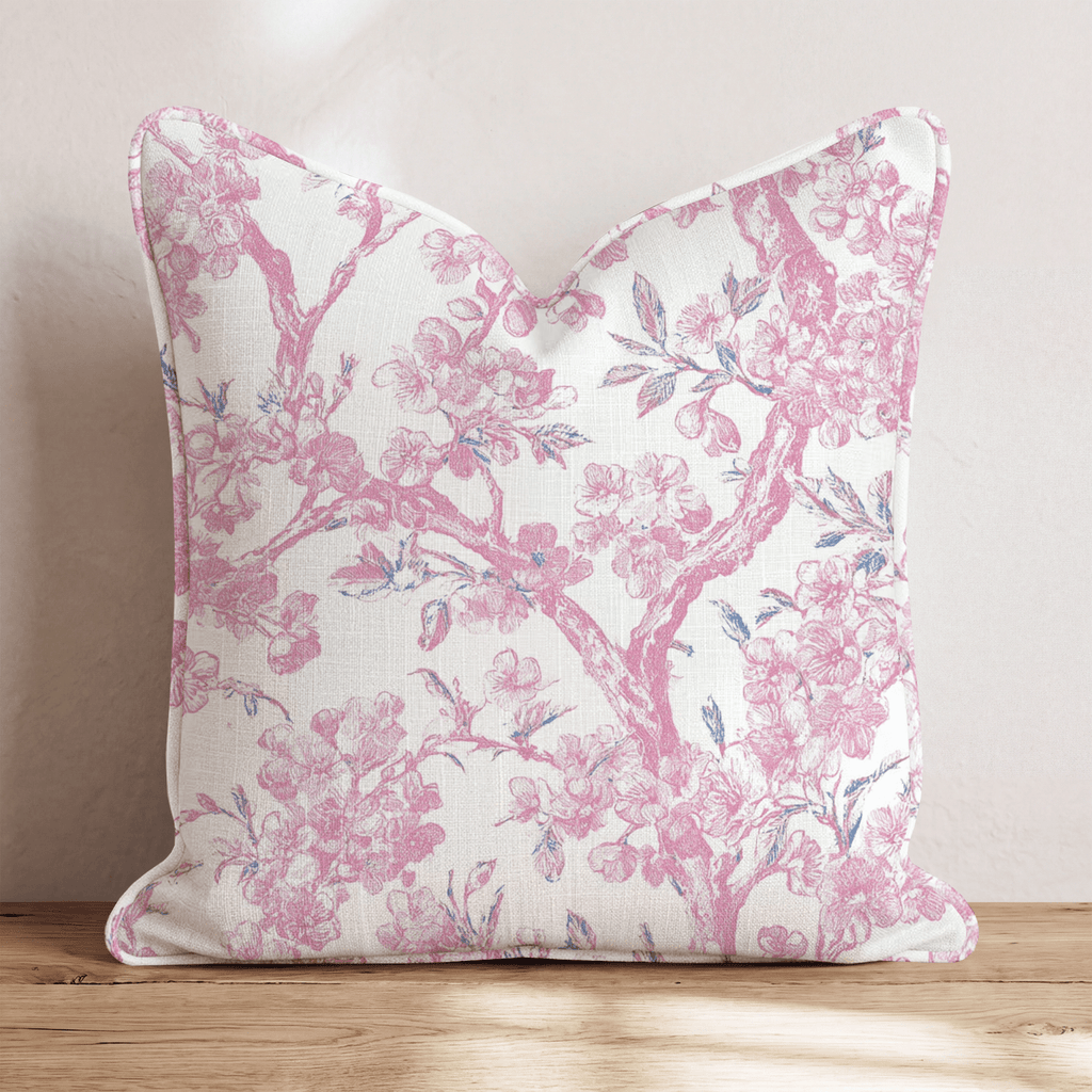 Cherry Tree Chinoiserie Throw Pillow - Hillcroft Home