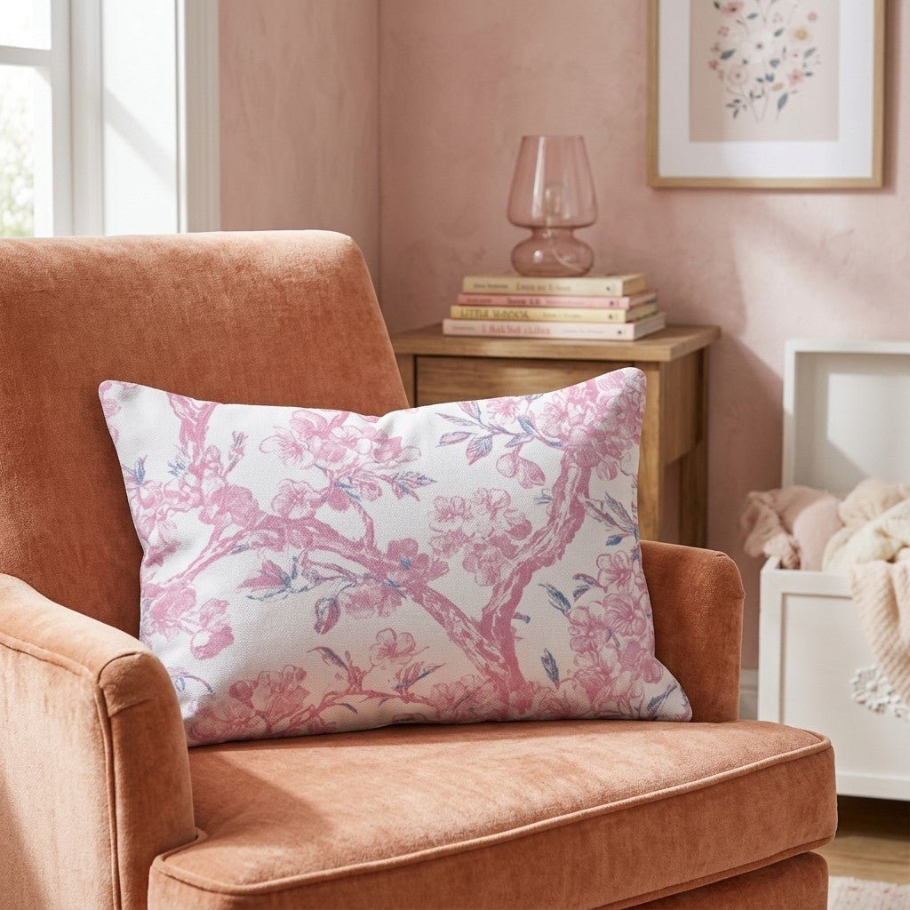 Cherry Tree Chinoiserie Throw Pillow - Hillcroft Home