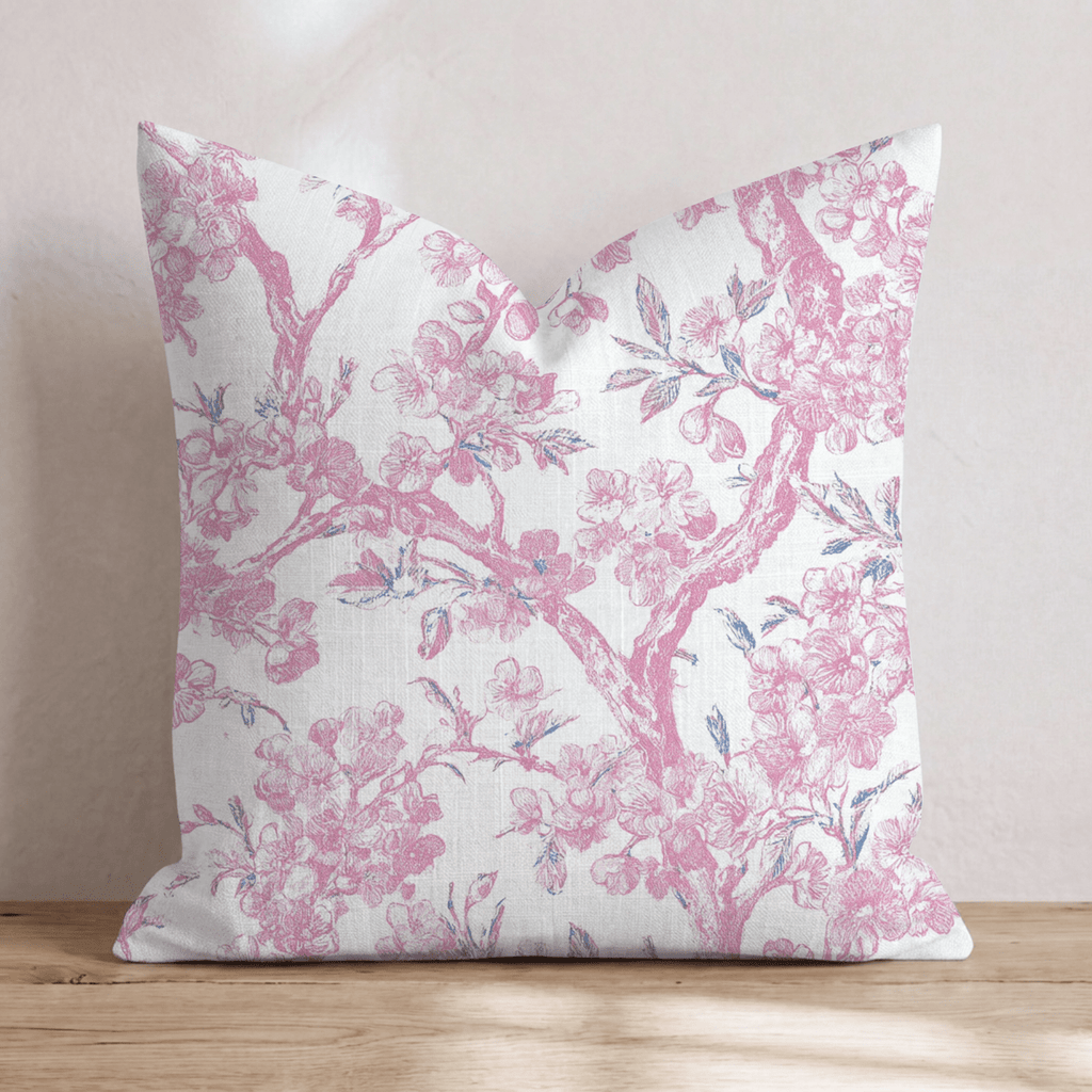 Cherry Tree Chinoiserie Throw Pillow - Hillcroft Home