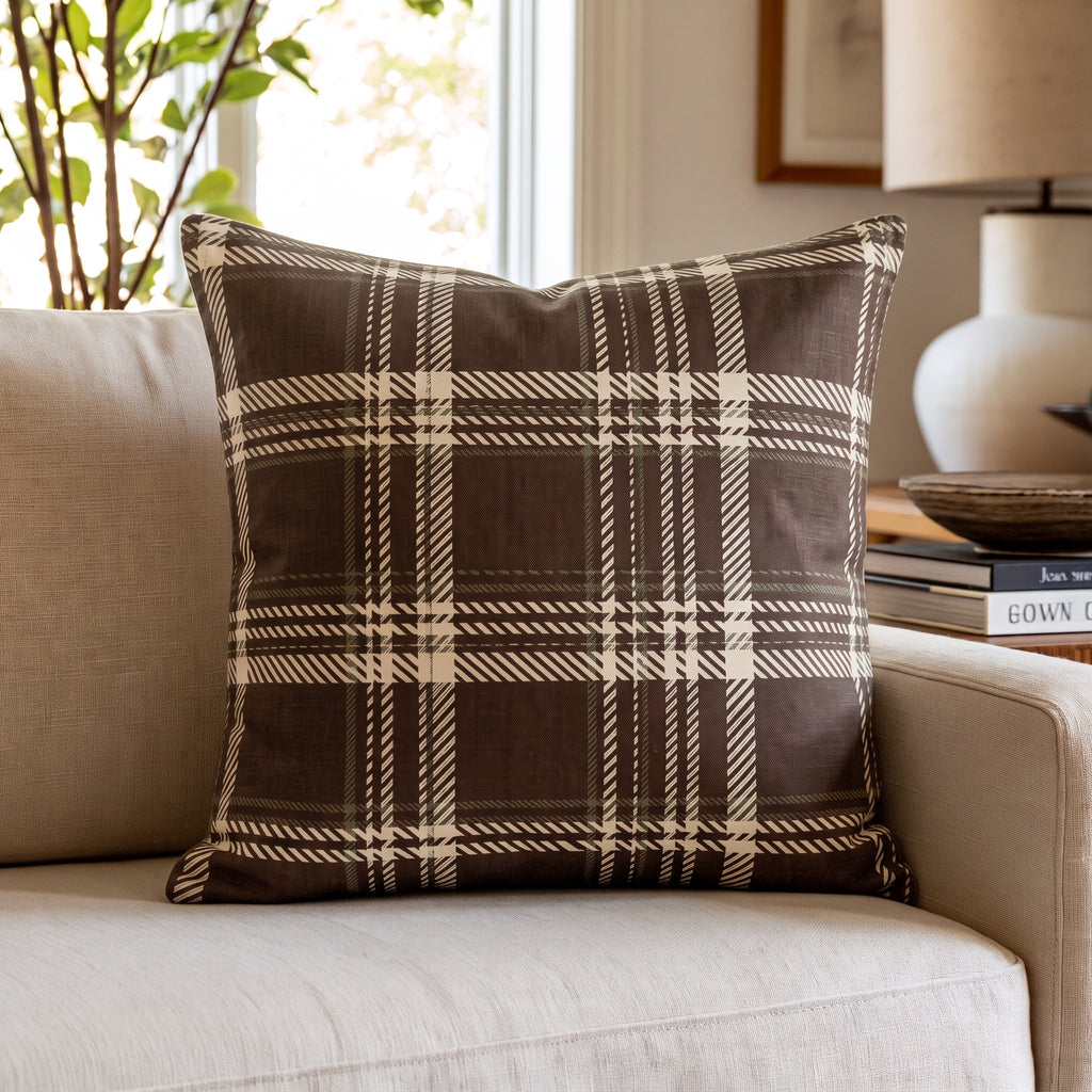 Chesnut Plaid Throw Pillow throw pillow - Hillcroft Home