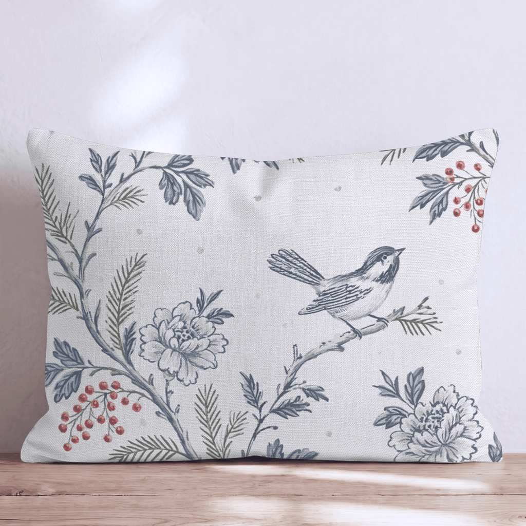 Chickadee Toile Throw Pillow throw pillow - Hillcroft Home