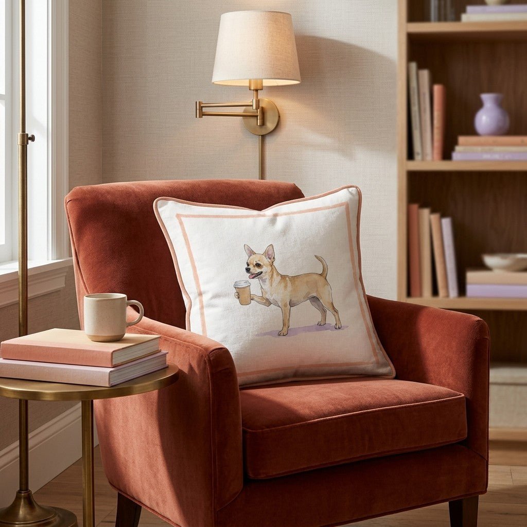 Chihuahua Coffee Throw Pillow - Hillcroft Home