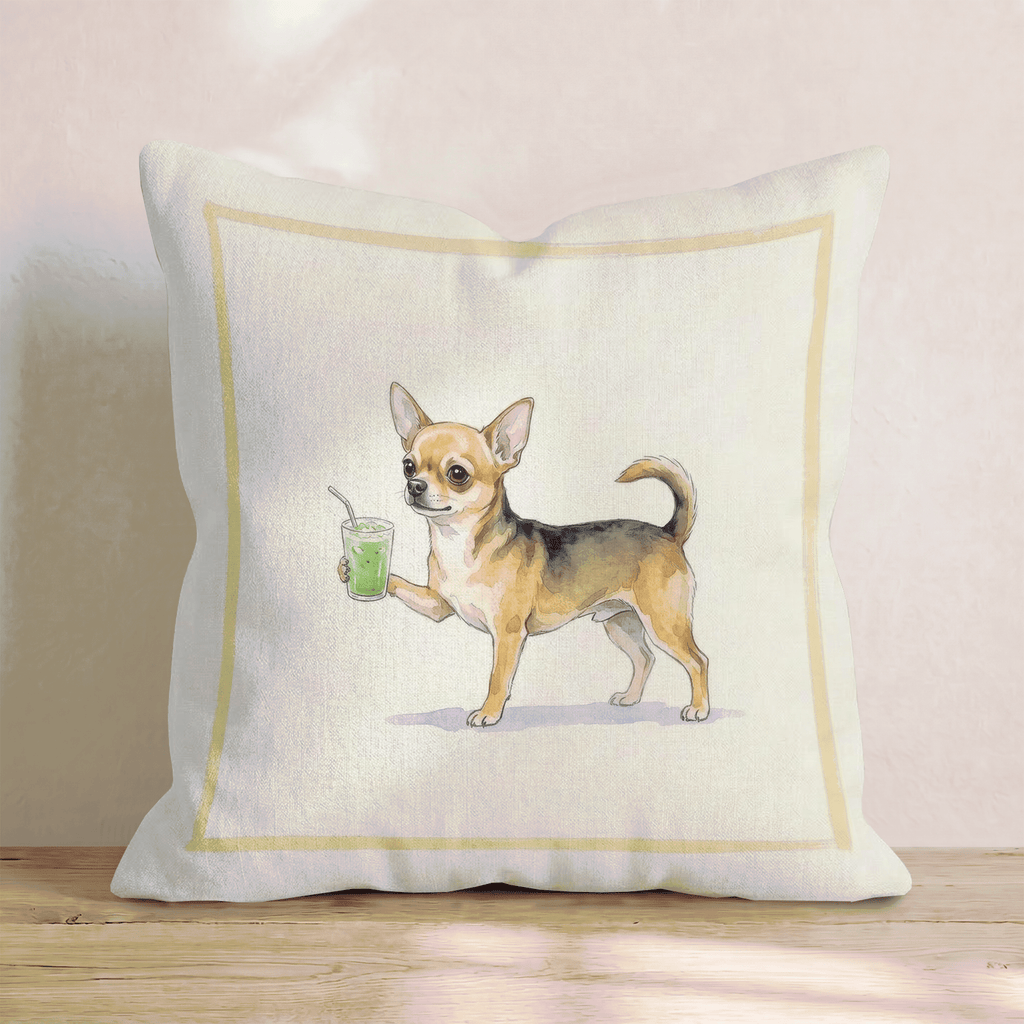 Chihuahua Matcha Throw Pillow - Hillcroft Home