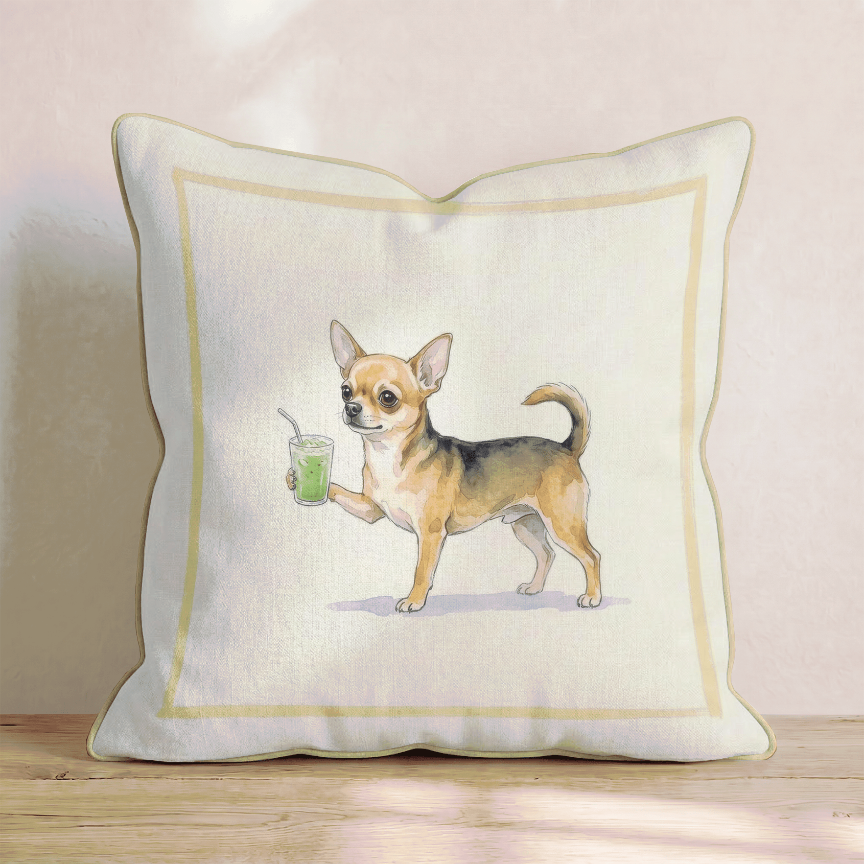 Chihuahua Matcha Throw Pillow - Hillcroft Home