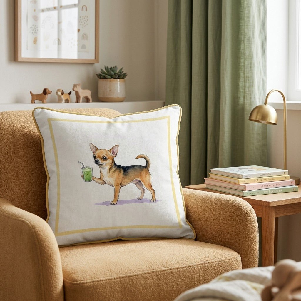 Chihuahua Matcha Throw Pillow - Hillcroft Home