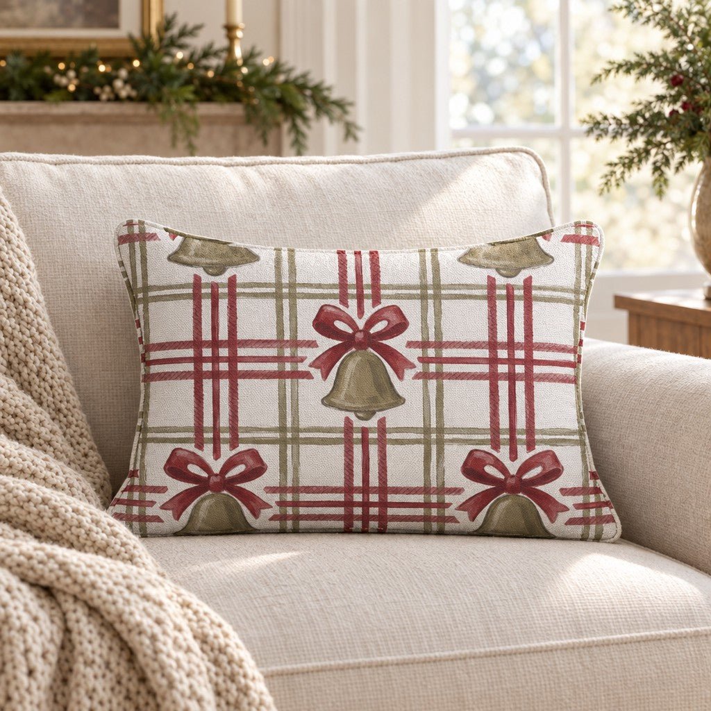 Chime Plaid Garnet Throw Pillow throw pillow - Hillcroft Home