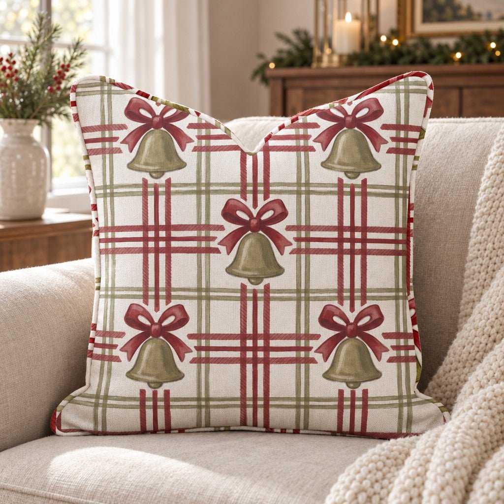 Chime Plaid Garnet Throw Pillow throw pillow - Hillcroft Home