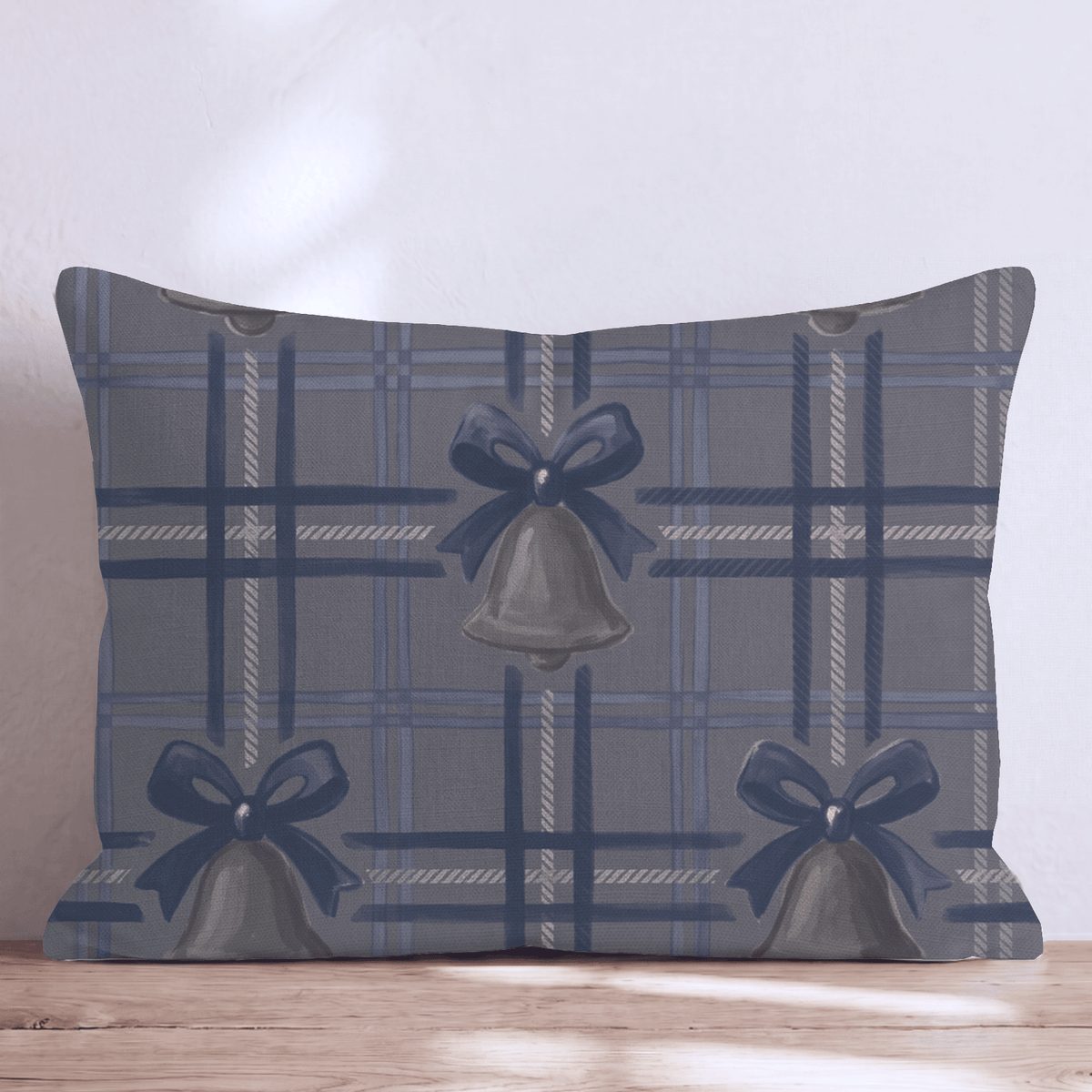 Chime Plaid Navy Throw Pillow throw pillow - Hillcroft Home