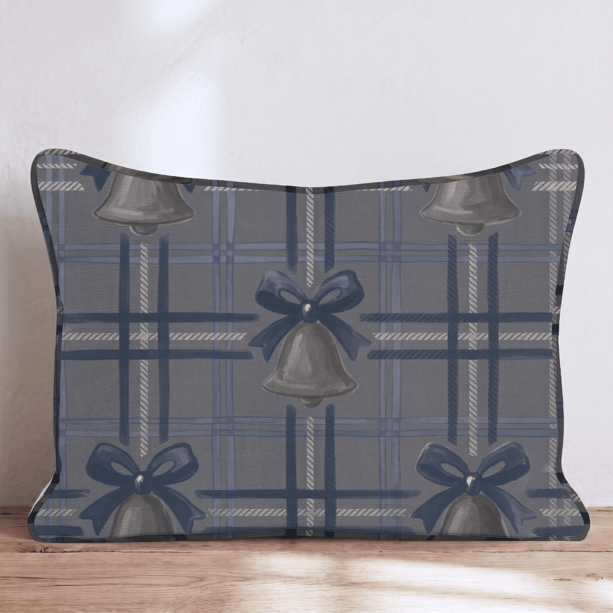 Chime Plaid Navy Throw Pillow throw pillow - Hillcroft Home