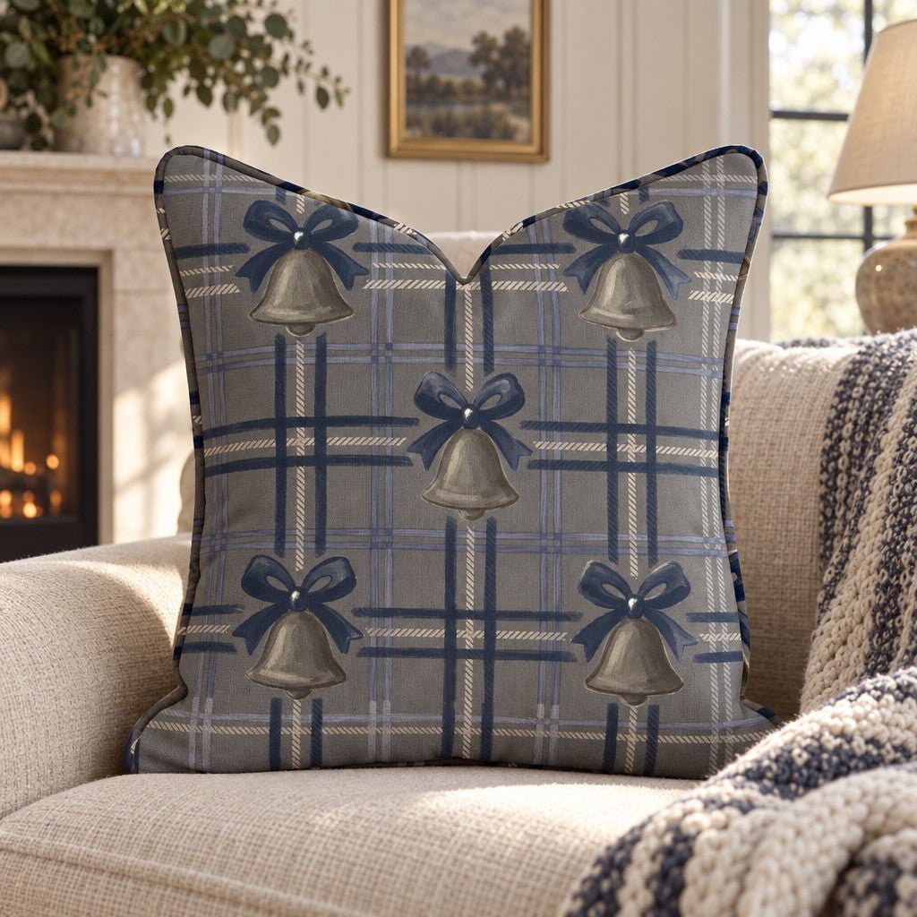 Chime Plaid Navy Throw Pillow throw pillow - Hillcroft Home