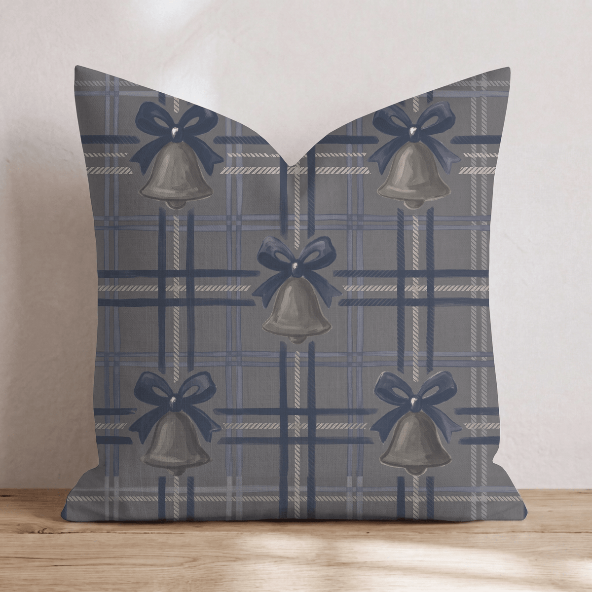 Chime Plaid Navy Throw Pillow throw pillow - Hillcroft Home