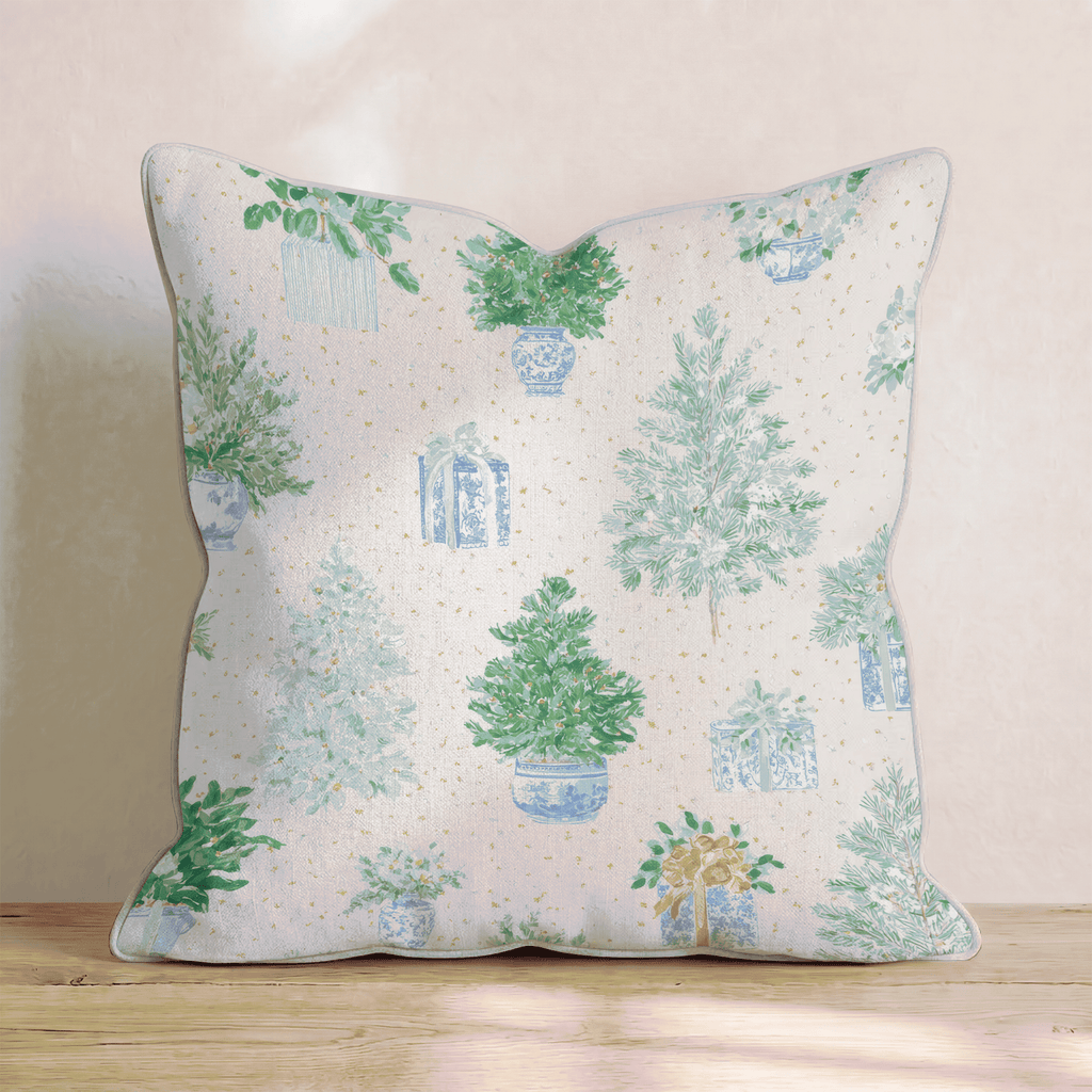 Chinoiserie Pastel Christmas Throw Pillow - Hillcroft Home