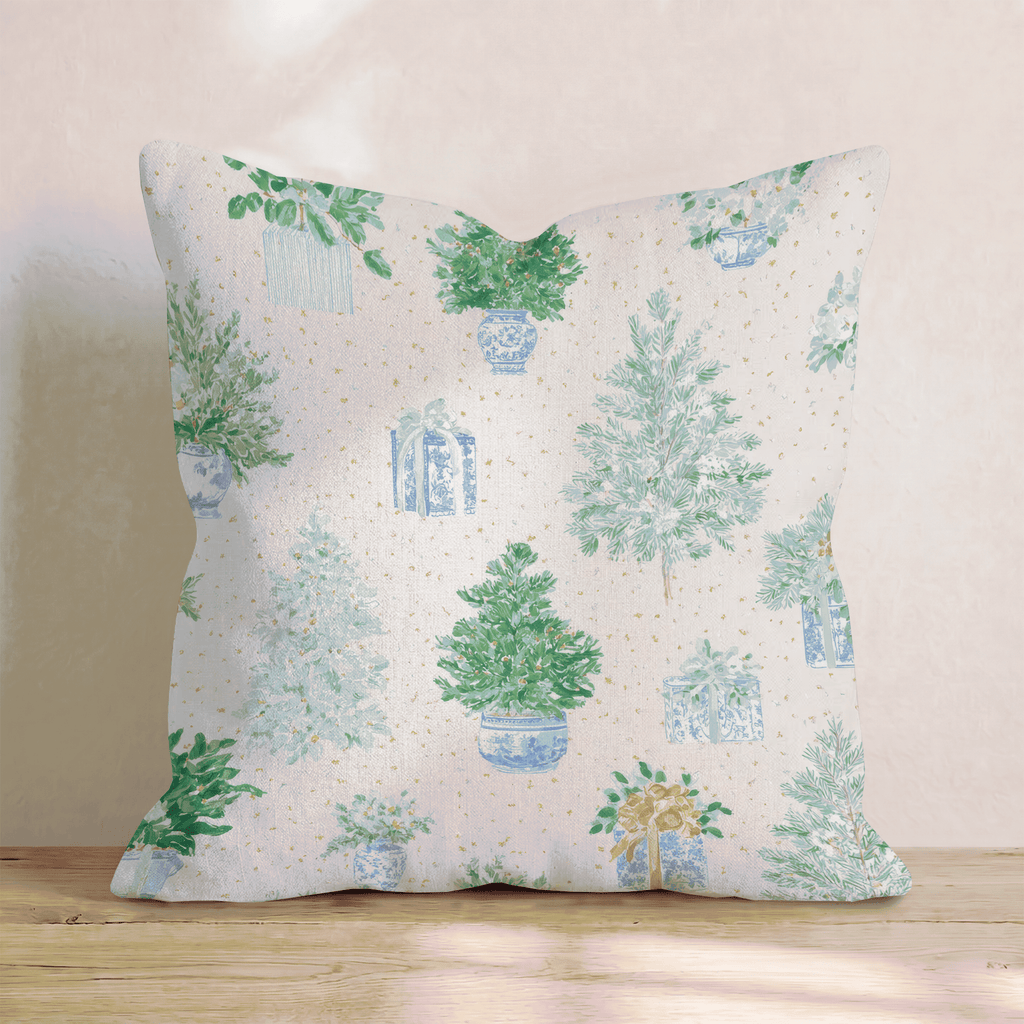 Chinoiserie Pastel Christmas Throw Pillow - Hillcroft Home