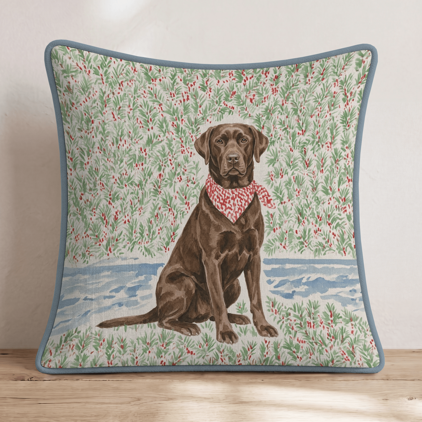 Chocolate Lab California Holiday Surf Throw Pillow - Hillcroft Home