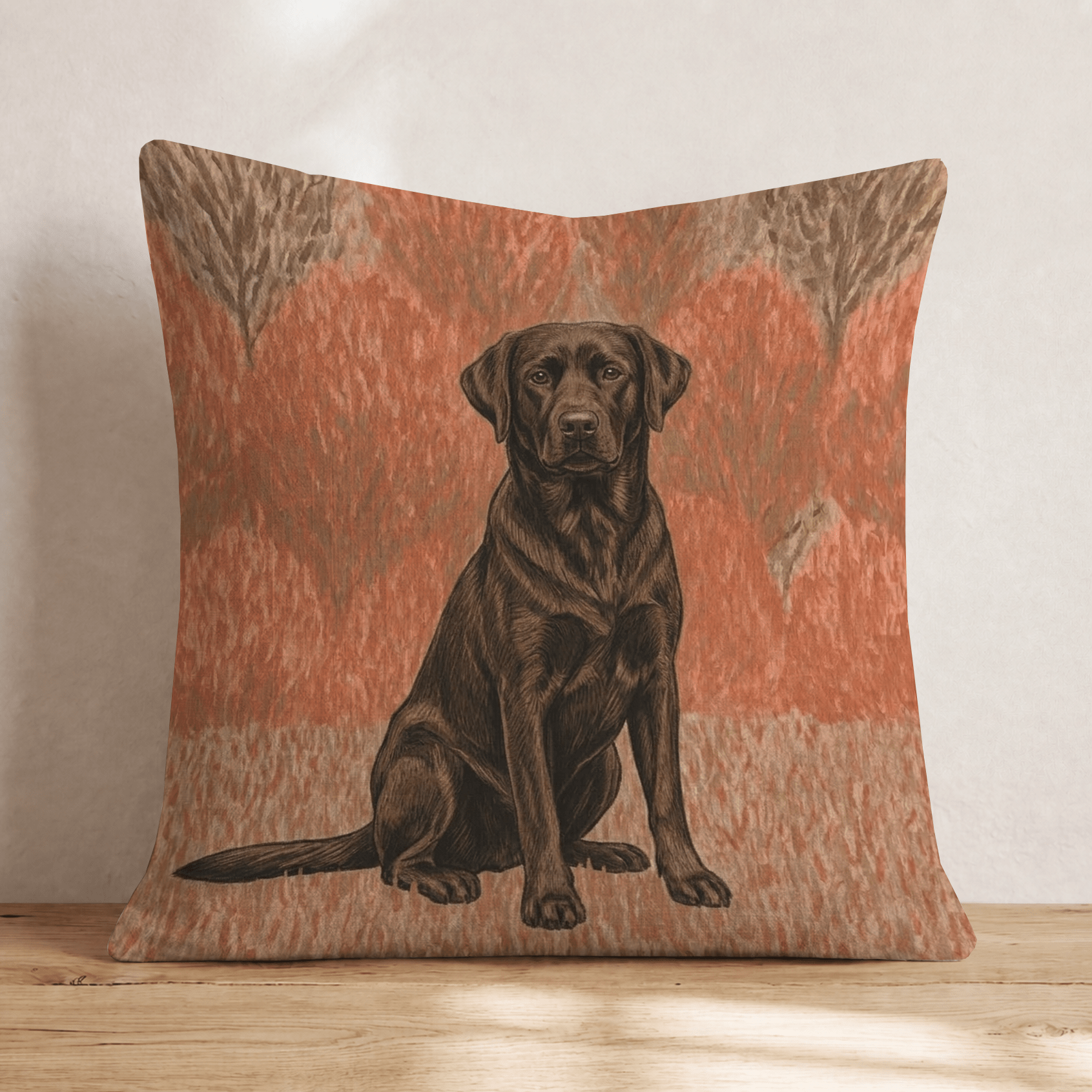 Chocolate Labrador Retriever City Fall Stroll Throw Pillow - Hillcroft Home