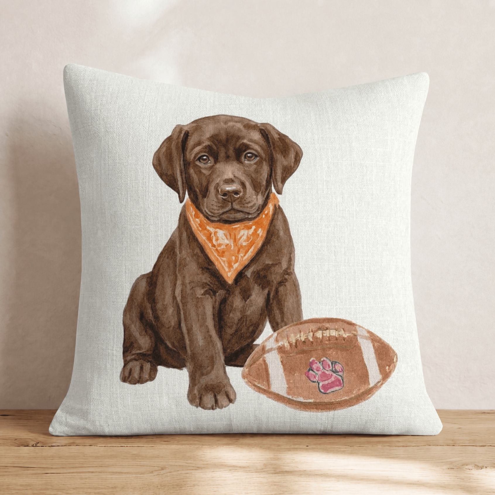 Chocolate Labrador Retriever Fall Football Throw Pillow - Hillcroft Home