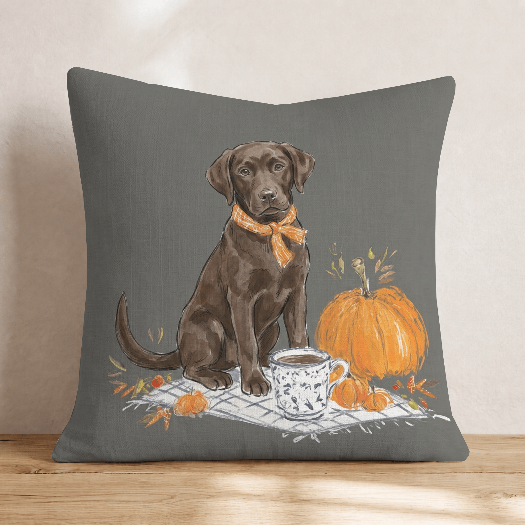 Chocolate Labrador Retriever Latte Run Throw Pillow - Hillcroft Home