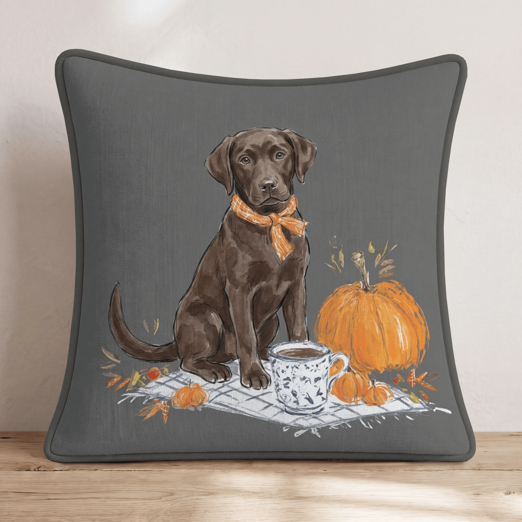 Chocolate Labrador Retriever Latte Run Throw Pillow - Hillcroft Home