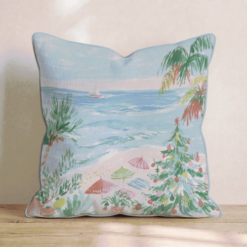 Christmas At The Beach Throw Pillow - Hillcroft Home