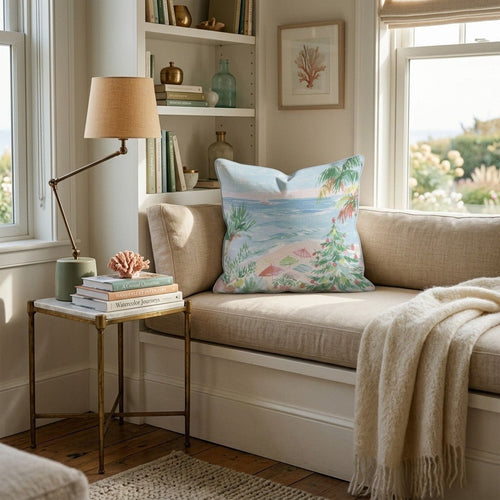 Christmas At The Beach Throw Pillow - Hillcroft Home