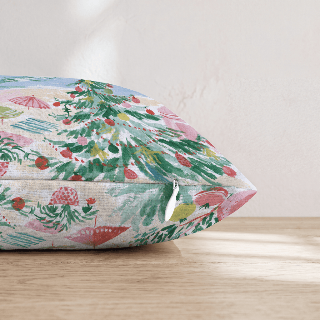 Christmas At The Beach Throw Pillow - Hillcroft Home