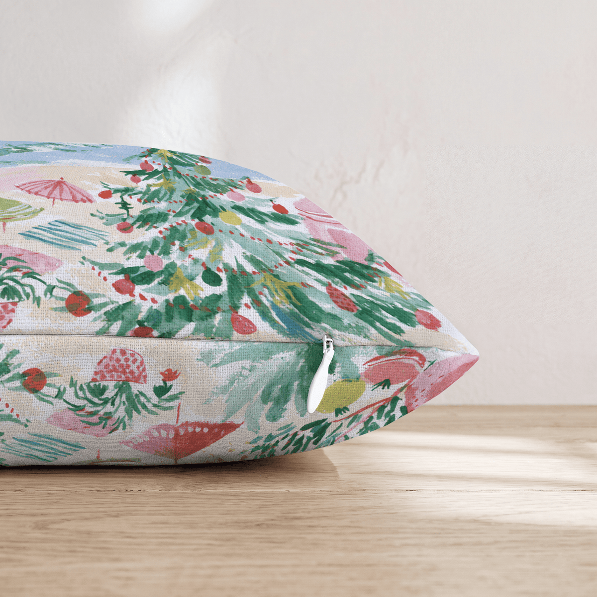 Christmas At The Beach Throw Pillow - Hillcroft Home