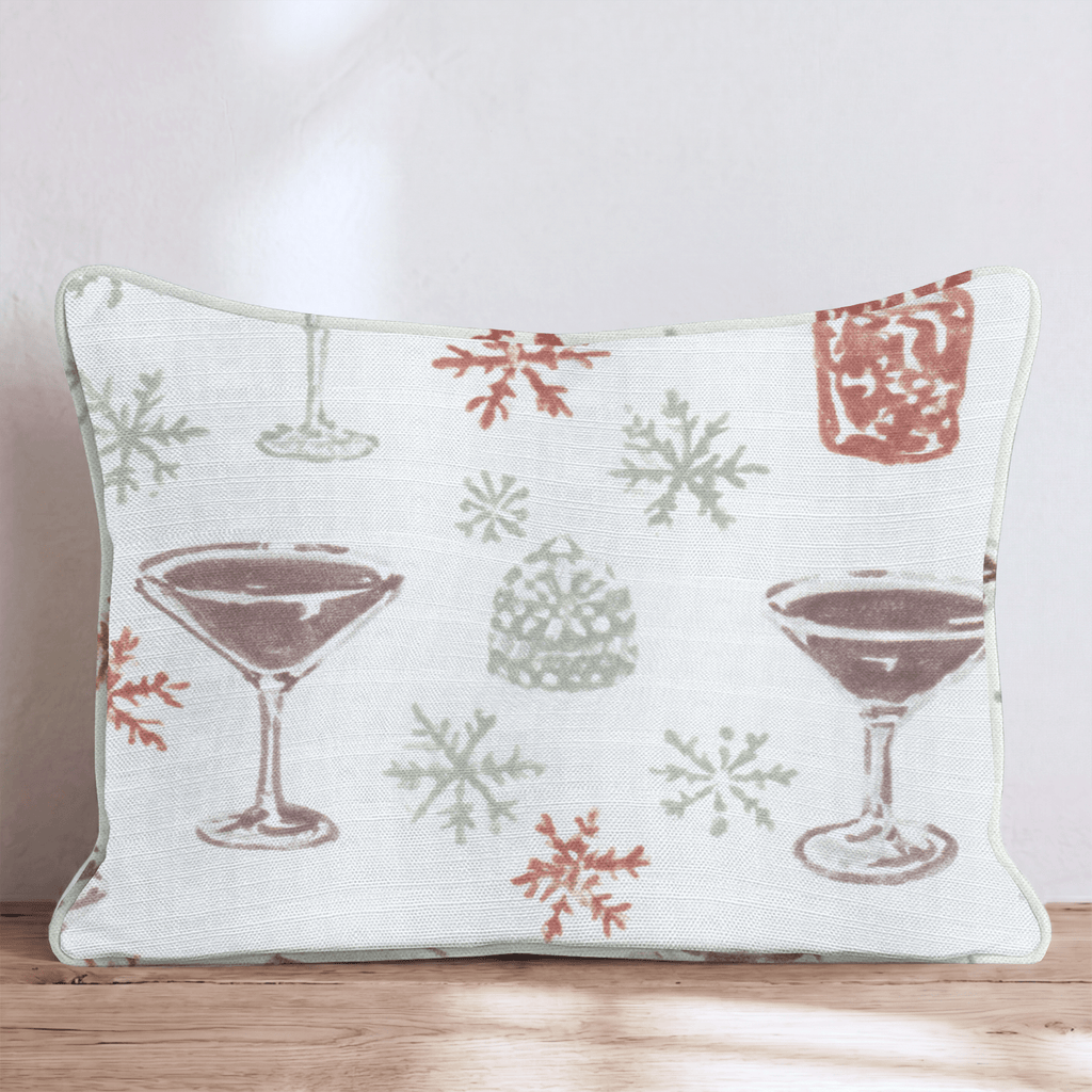 Christmas Bar Cart Neutral Throw Pillow - Hillcroft Home
