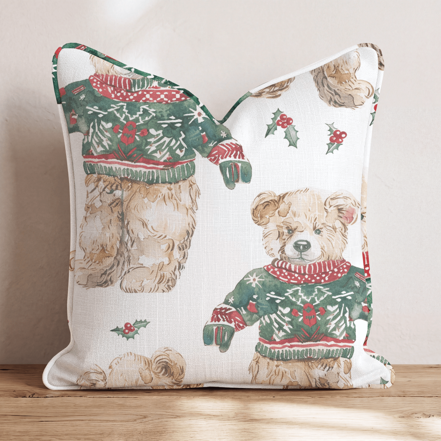Christmas Bear Time Throw Pillow - Hillcroft Home