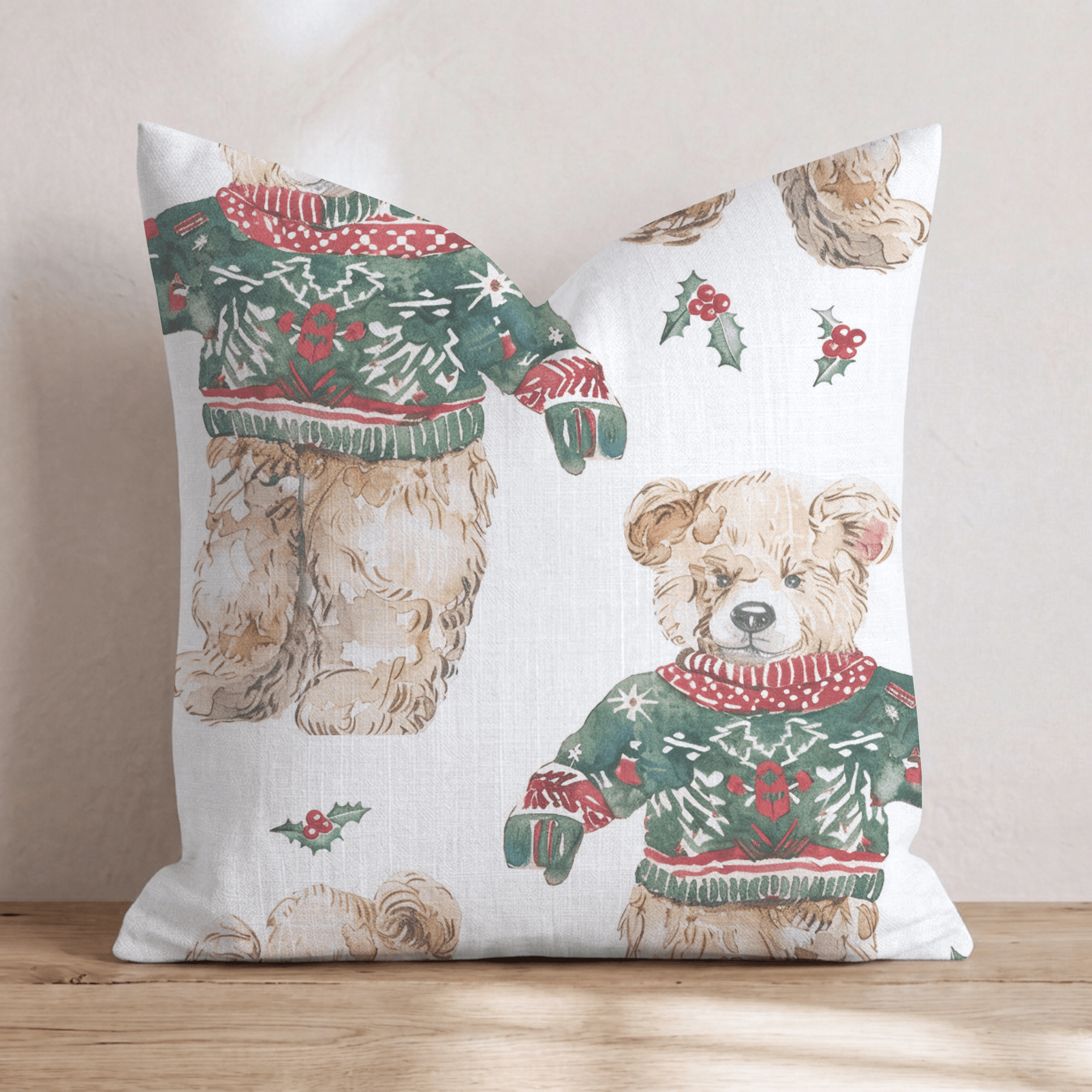Christmas Bear Time Throw Pillow - Hillcroft Home