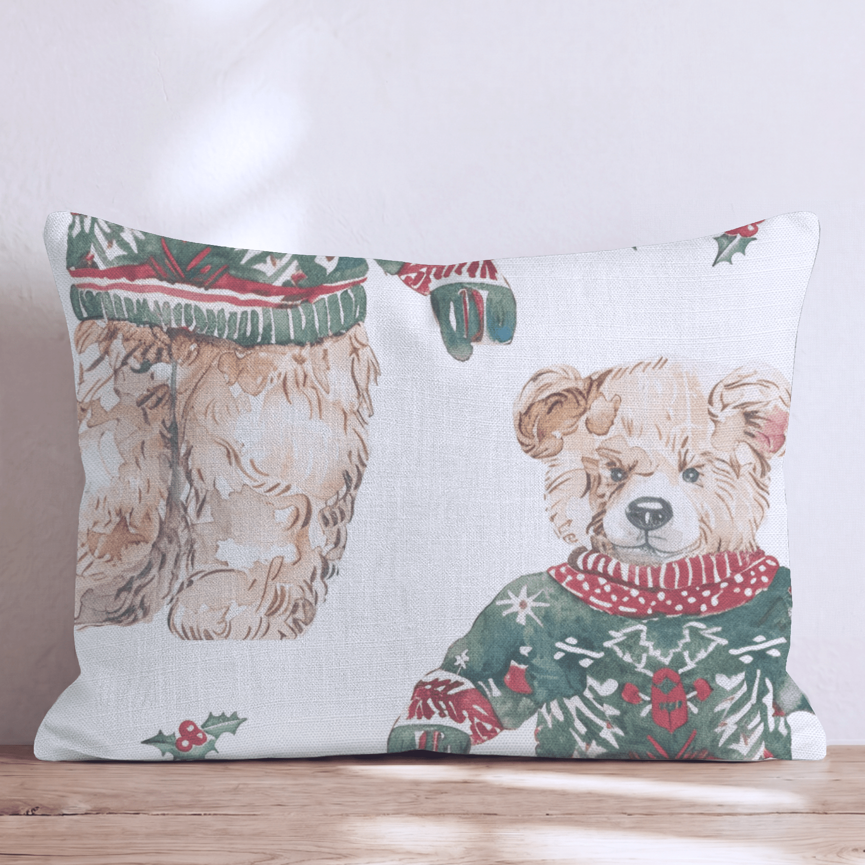 Christmas Bear Time Throw Pillow - Hillcroft Home