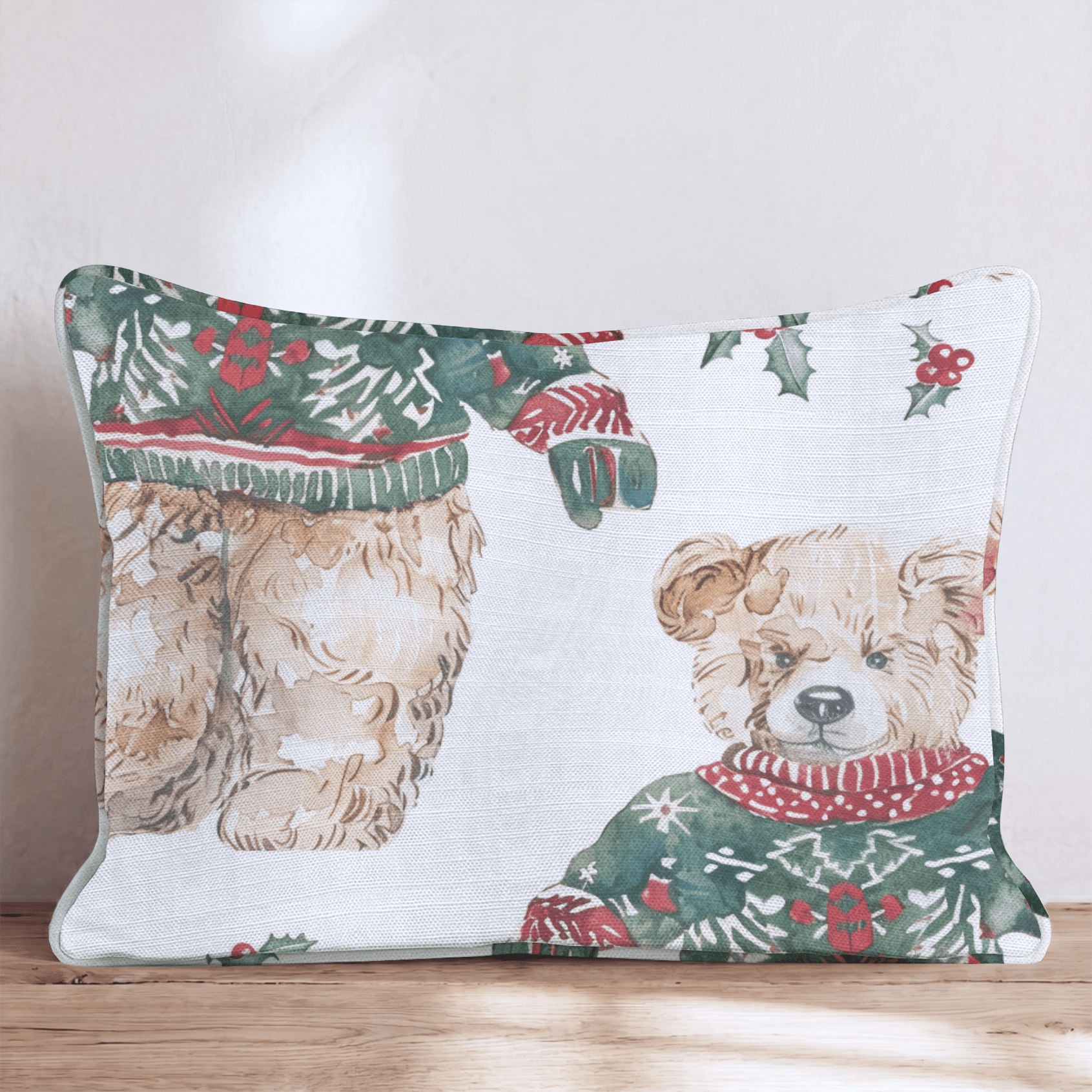 Christmas Bear Time Throw Pillow - Hillcroft Home