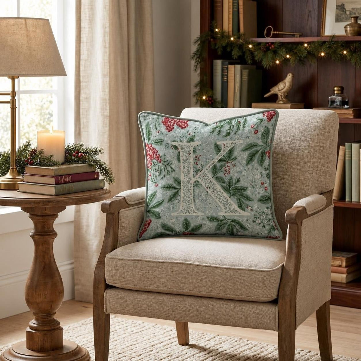 Christmas Berry K Throw Pillow throw pillow - Hillcroft Home