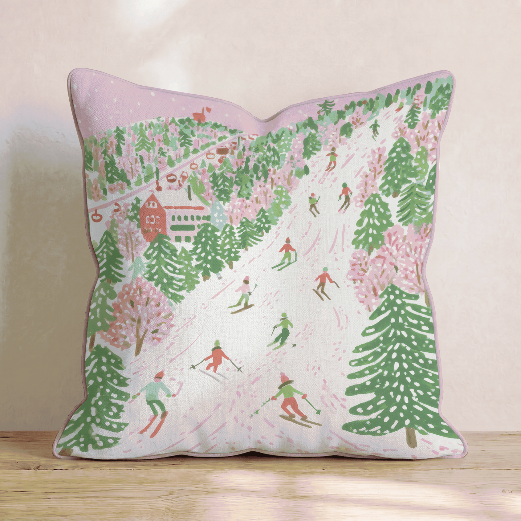 Christmas Bookshop Facade Throw Pillow - Hillcroft Home