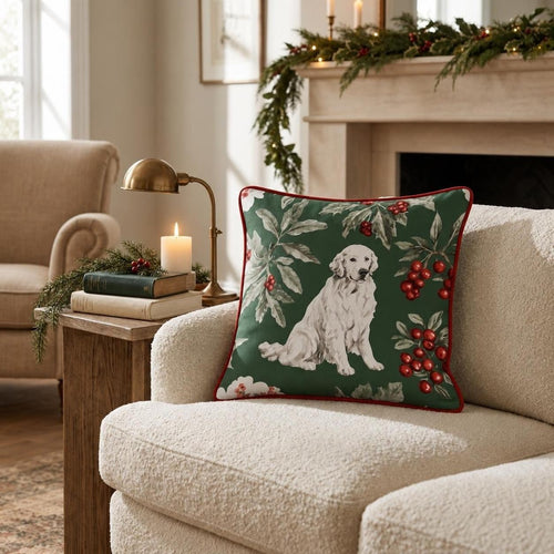 Christmas Botanical Golden Throw Pillow throw pillow - Hillcroft Home