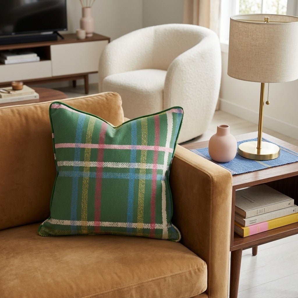 Christmas Day Plaid Throw Pillow - Hillcroft Home