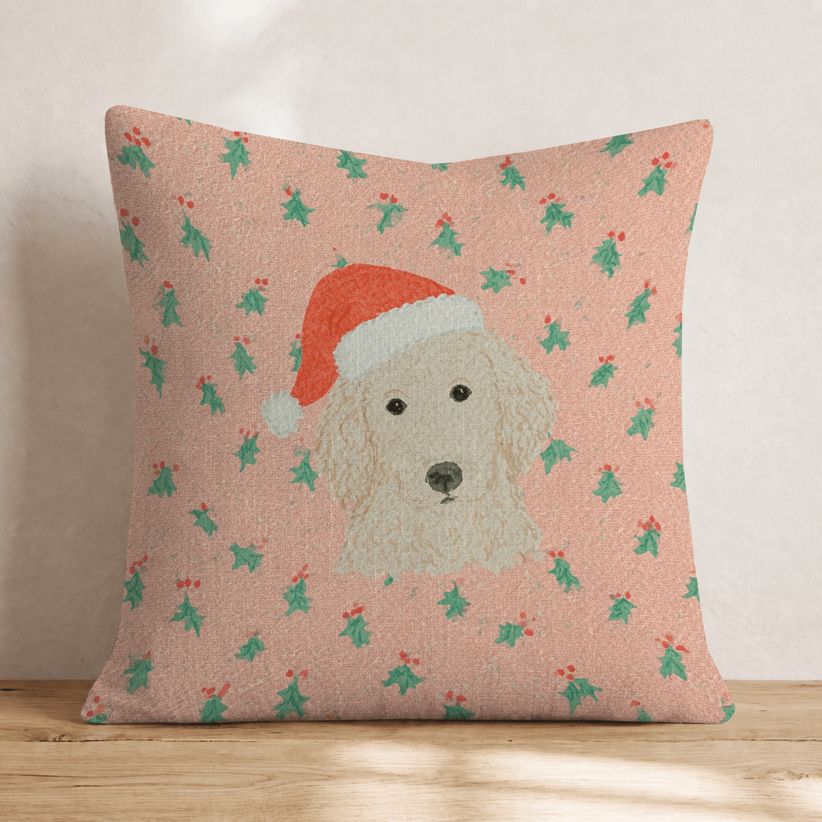 Christmas Golden Retriever Cheer Throw Pillow - Hillcroft Home