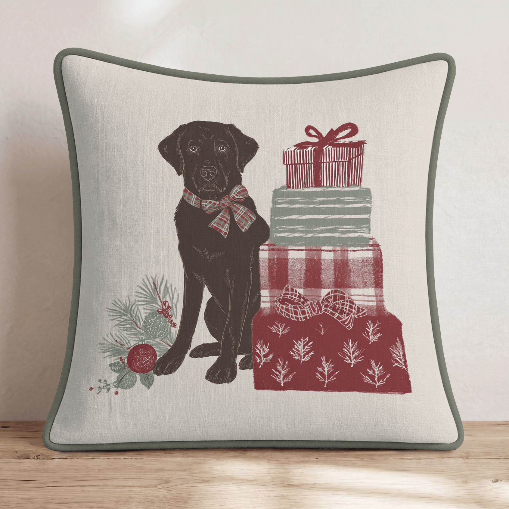 Christmas Lab Throw Pillow - Hillcroft Home