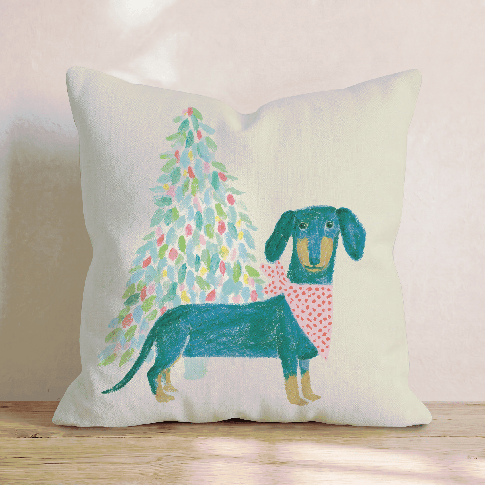 Christmas Lights Dachshund Throw Pillow - Hillcroft Home