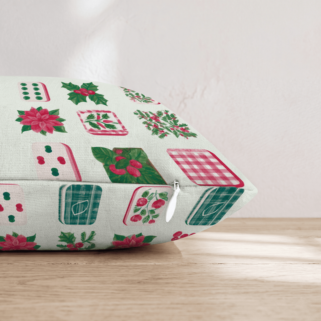 Christmas Mahjong Tiles Throw Pillow - Hillcroft Home