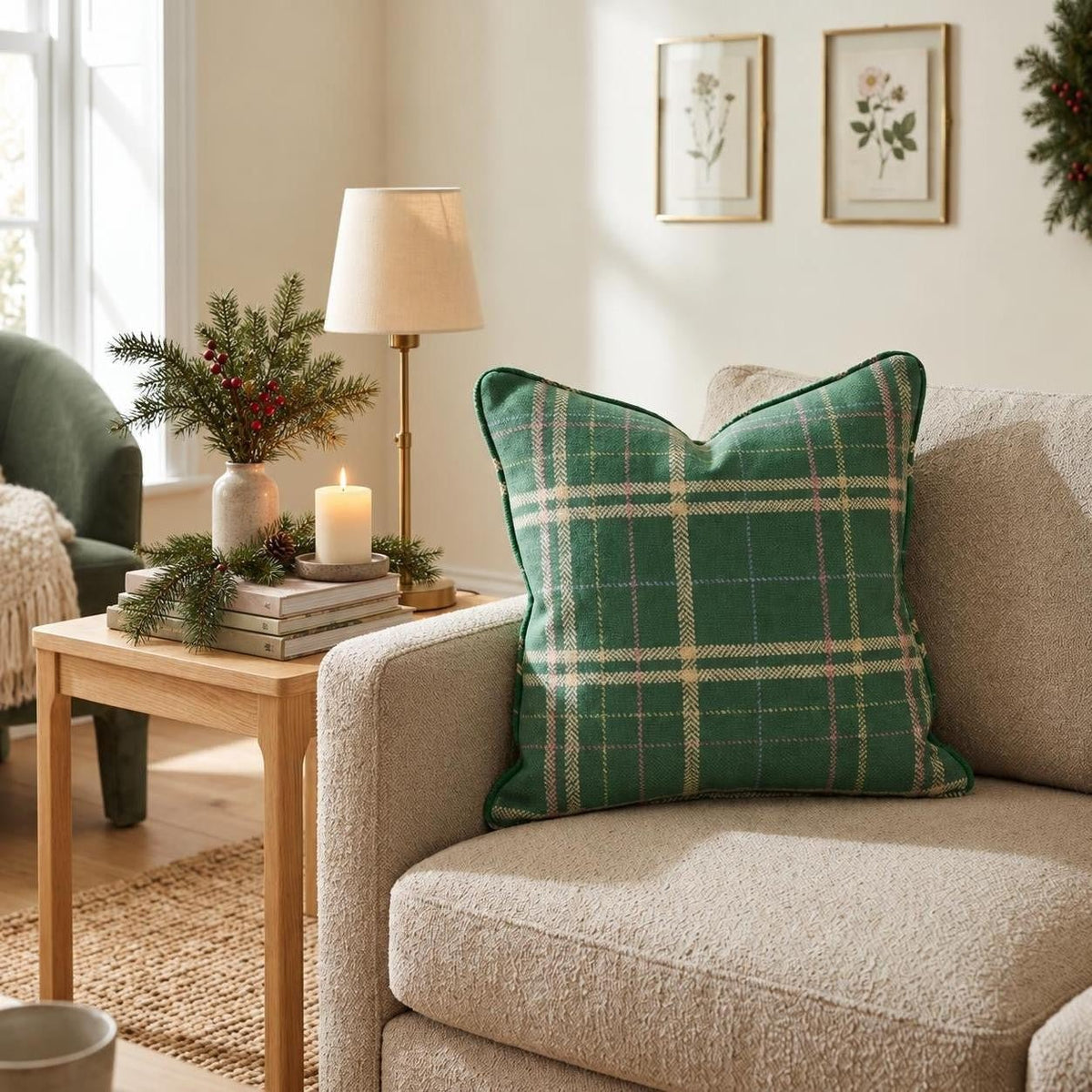 Christmas Morning Plaid Throw Pillow throw pillow - Hillcroft Home
