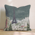 Christmas Paris Night Throw Pillow - Hillcroft Home