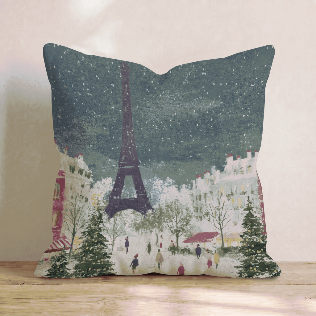 Christmas Paris Night Throw Pillow - Hillcroft Home