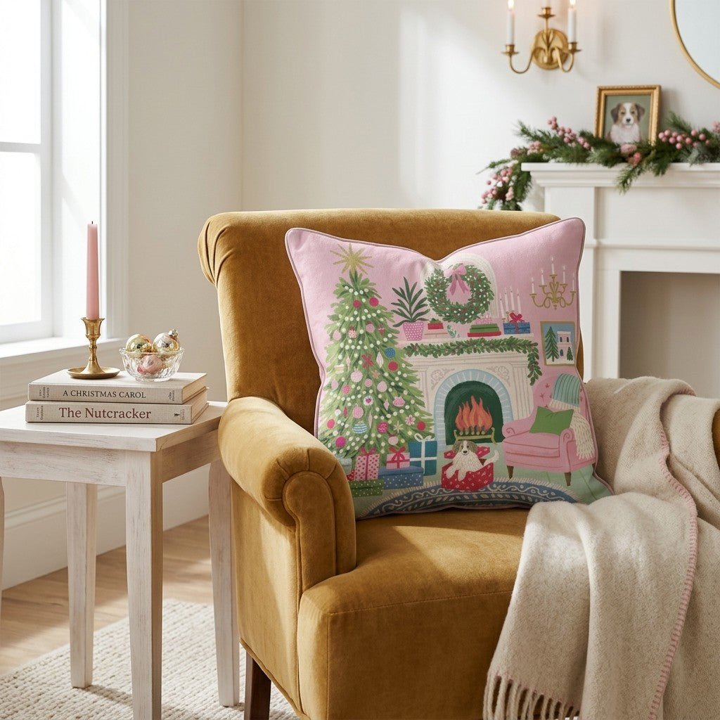 Christmas Parlor Throw Pillow - Hillcroft Home