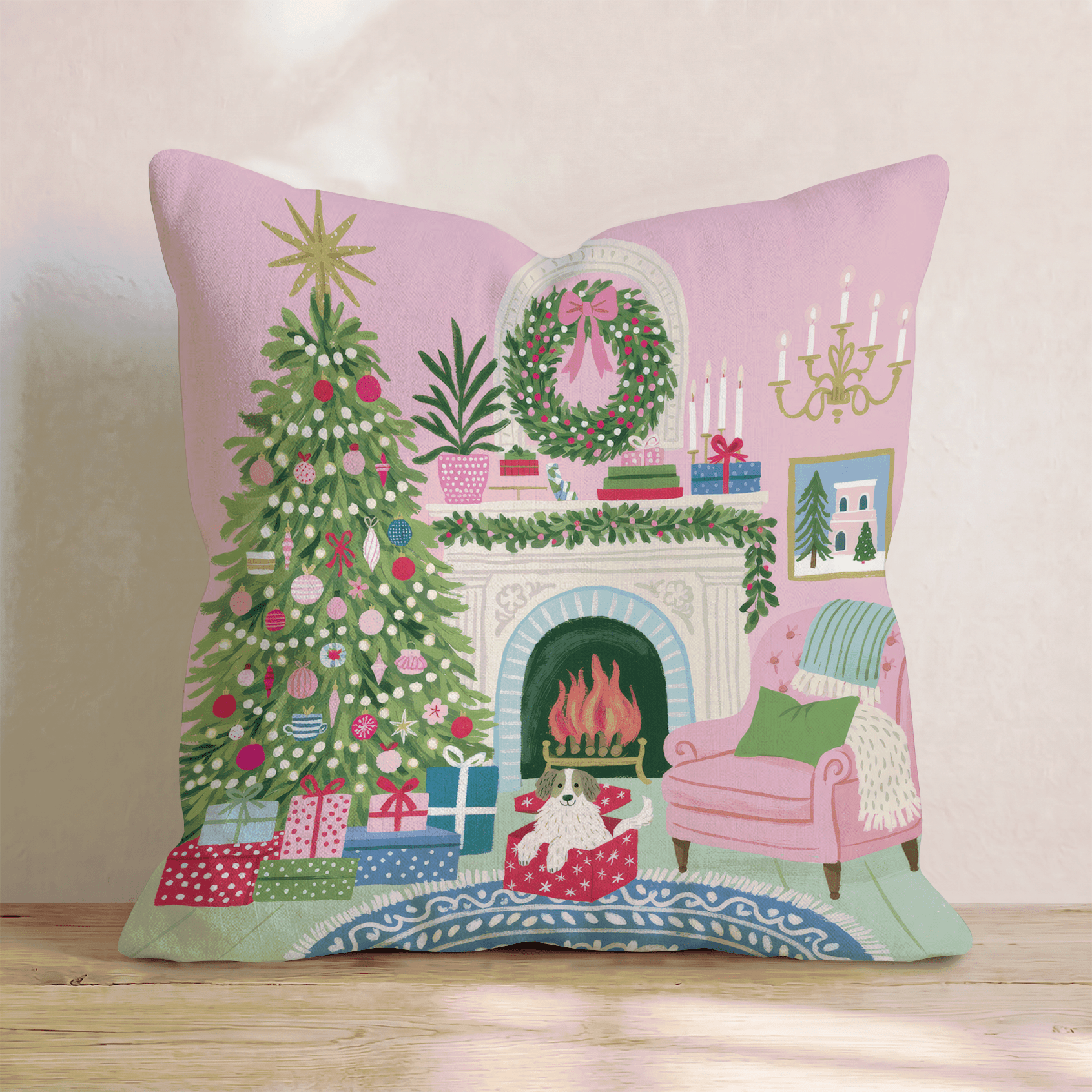 Christmas Parlor Throw Pillow - Hillcroft Home