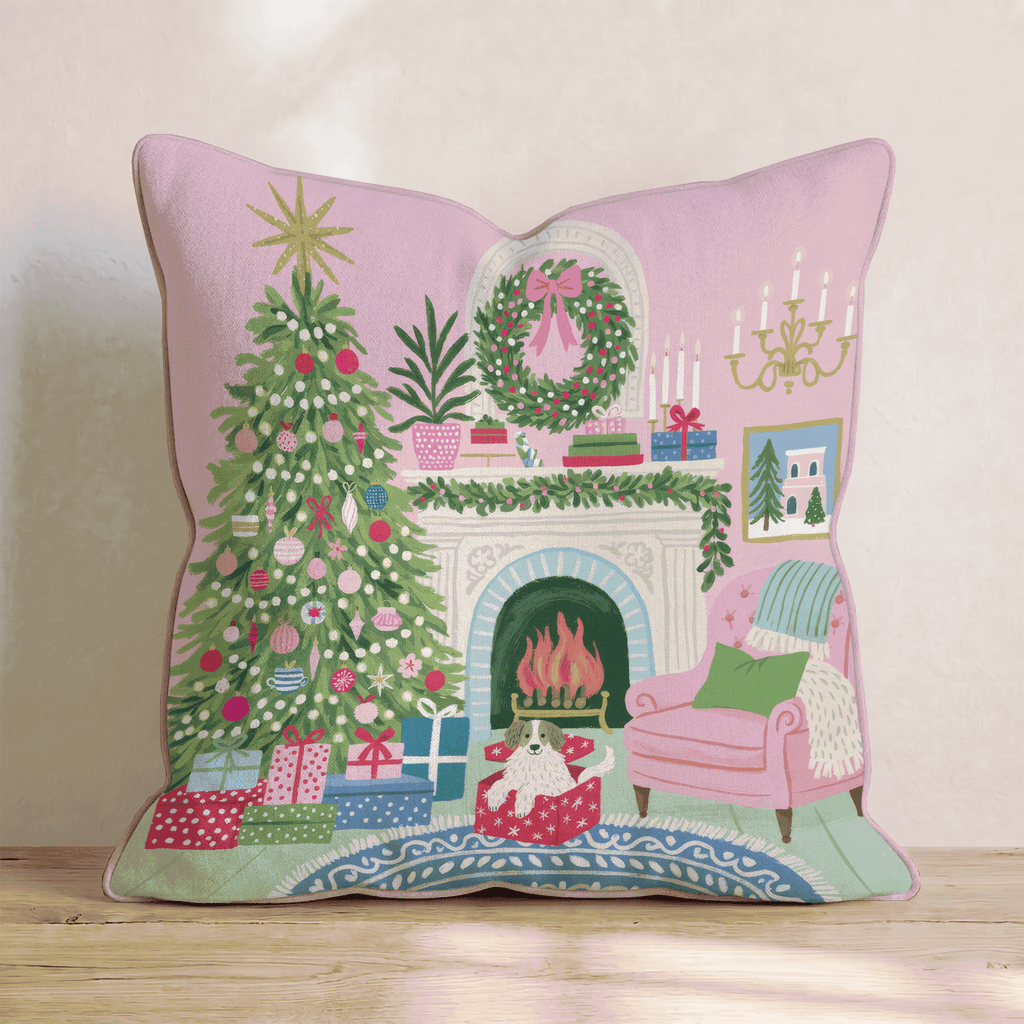 Christmas Parlor Throw Pillow - Hillcroft Home
