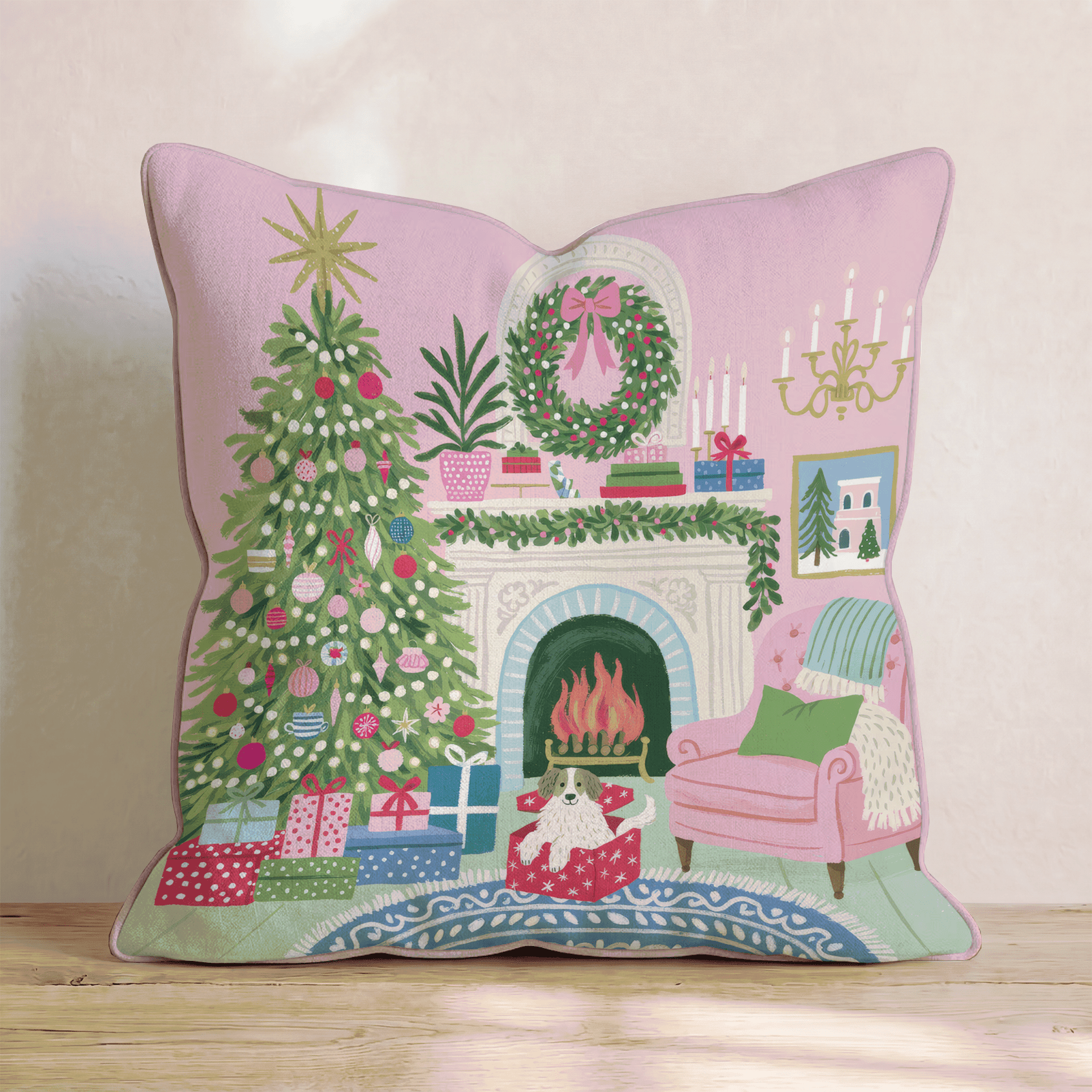 Christmas Parlor Throw Pillow - Hillcroft Home