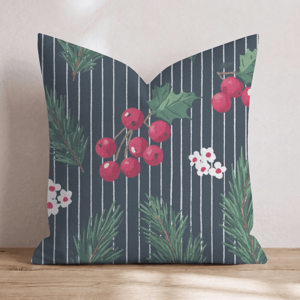 Christmas Pinstripes Throw Pillow - Hillcroft Home
