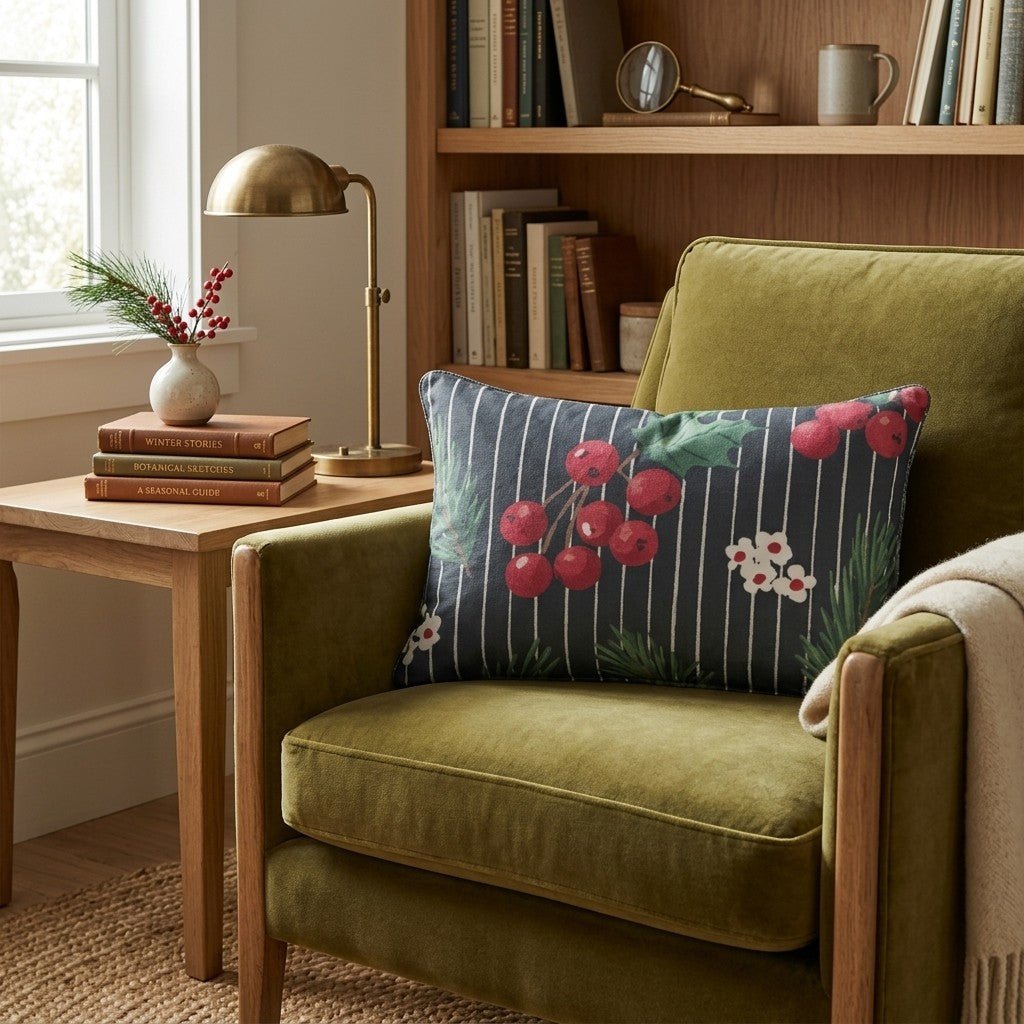 Christmas Pinstripes Throw Pillow - Hillcroft Home
