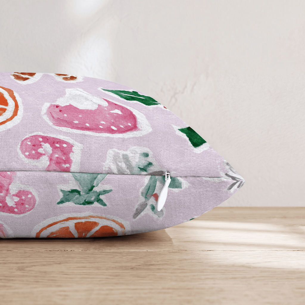 Christmas Sticker Pink Throw Pillow - Hillcroft Home